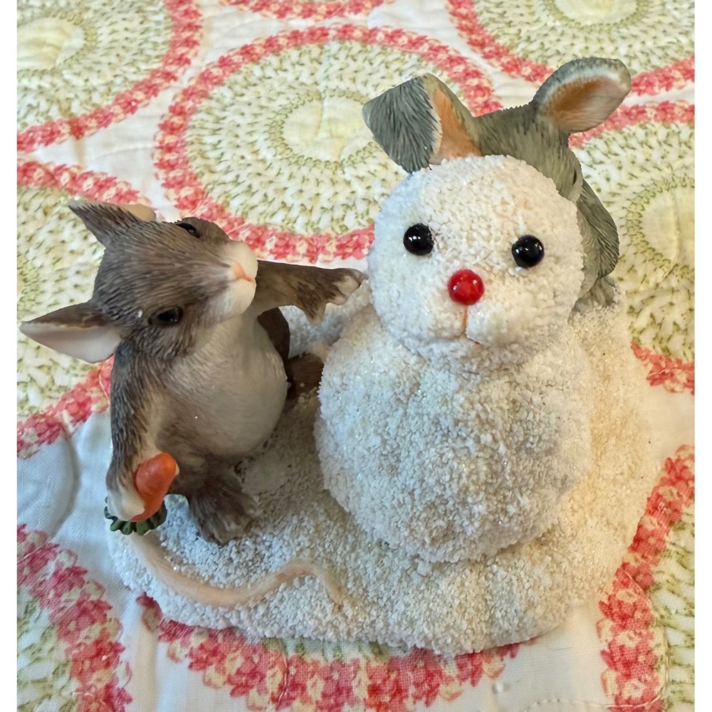 Charming Tails Fitz Floyd Figurine Building‎ A Snow Bunny 87/692 Mouse